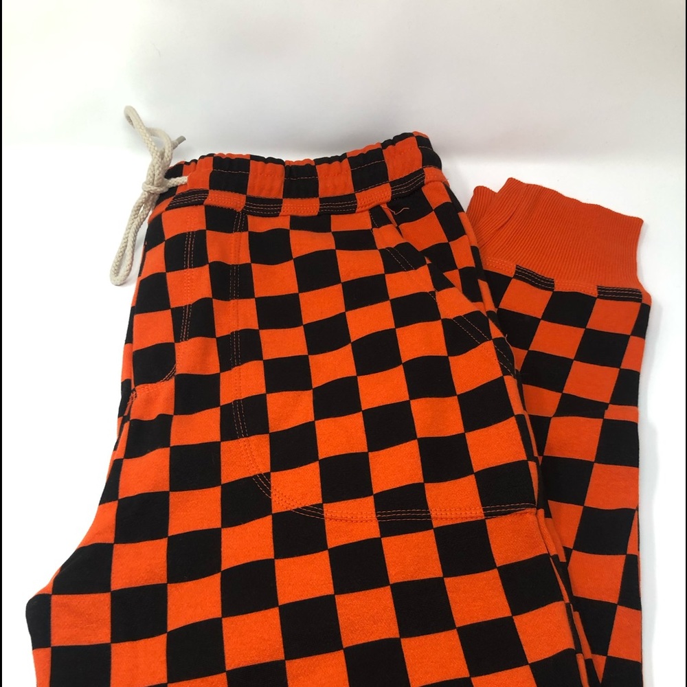Orange/black checker jogger sweats